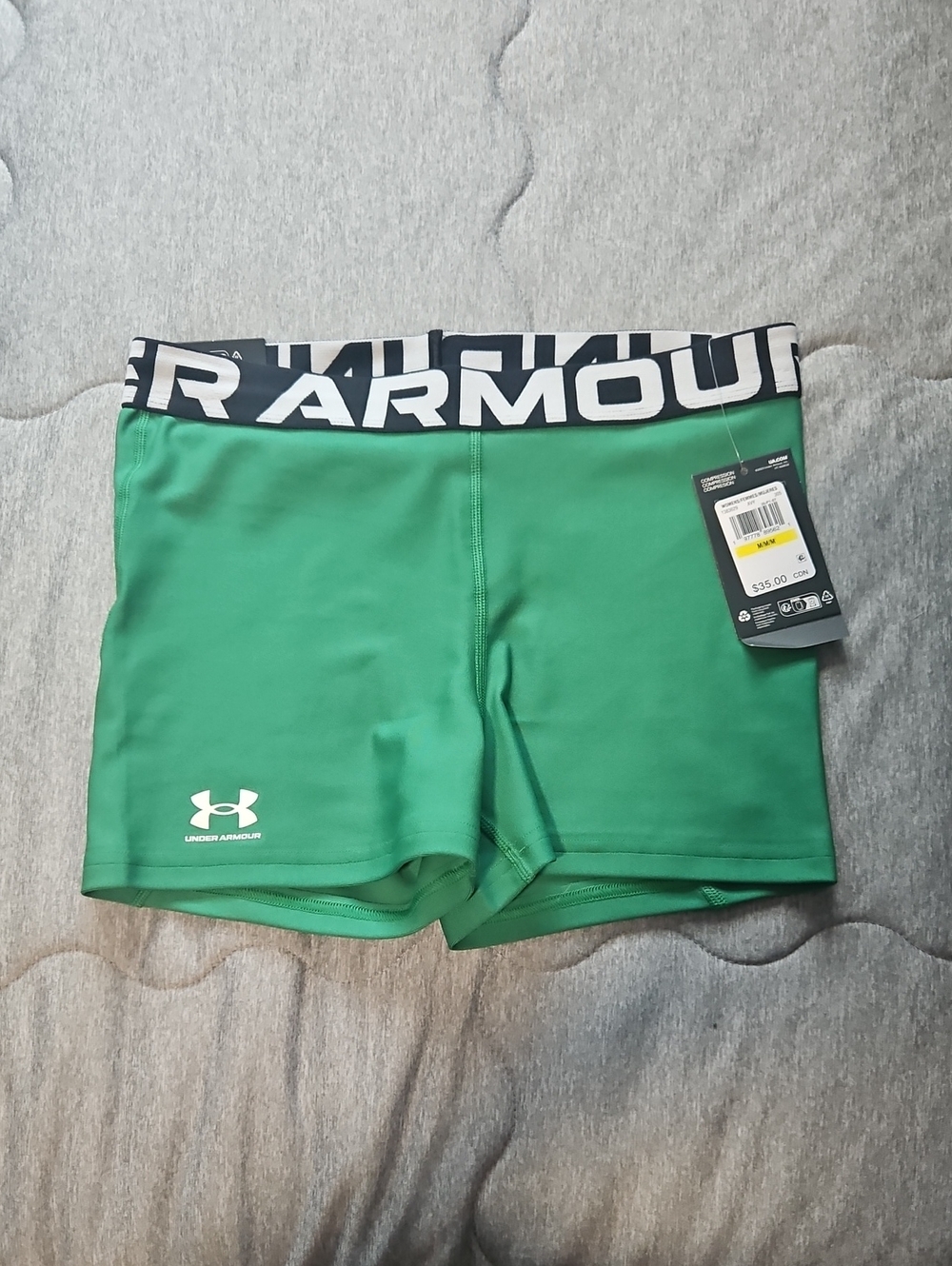 Under Armour Women's Green Training Compression Shorts with Branded Waistband